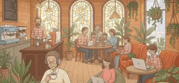 Placeholder illustration of a cozy cafe